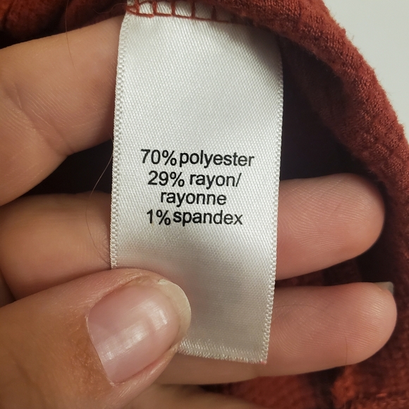 Maurices Babydoll Blouse Women Size 0X Lace Tie High Neck Sleeveless Rust Orange - Picture 4 of 6